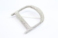 Dior Signed Branded Silver Tone Stone Set Brooch