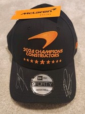 Lando Norris and Oscar Piastri Signed 2024 Champions Constructors Cap McLaren F1