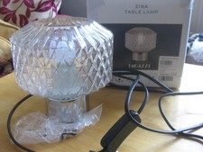 Pagazzi Zina Clear Glass & Chrome Table Lamp, Modern Bedroom, Living Space 