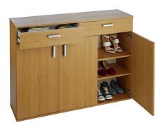 Venetia Large 3 Door 2 Drawer Shoe Cabinet Oak effect