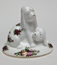 Royal Albert Old Country Roses  Playful Puppies Paperweight Perfect No Box
