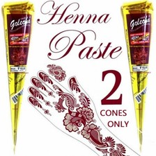 2 CONE INSTANT MAROON HENNA TUBE TATTOO PEN ORGANIC MEHANDI ARABIC INDIAN UK KIT