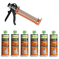 G&B Chemical Polyester Anchor Fixing Resin 6 x 410ml + Applicator Gun