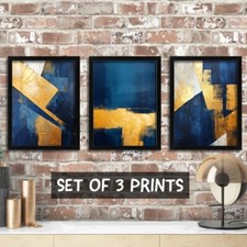 Navy Blue And Gold Prints