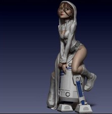 Leia Sat On R2D2 3D Printed Statue - No Assembly Required Height 160mm Unpainted