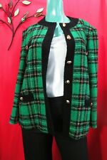 Gold by Michael H VTG Green black wool check Jacket & Next black pants NWT UK16