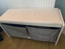 Storage Bench Seat - Grey Baskets Pale Pink Padded Seat