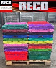5 X MIXED COLOUR DEEP USED BALE ARM TRAY / STACKING CRATE 600 x 400 x 300mm