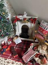 Dolls House 1:12 Christmas Scene Fireplace Job Lot