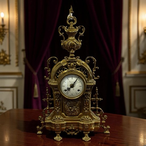 Large brass clock chimes - clock., a