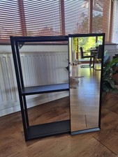 IKEA BLACK METAL BATHROOM/SHELVING CABINET WITH SLIDING MIRROR