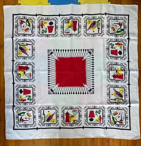 Vintage tablecloth mcm mid - vintage,
