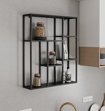 Small Wall Shelf, Black Metal Floating Display Unit, Wall Mounted Hanging Shelf