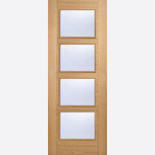 Internal Iseo Pre Finished Oak Fire Rated FD30 4 Light Clear Glazed Doors