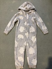 Girls Matalan Fleece All In One Sleep Suit Penguins Age 4
