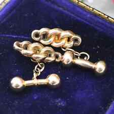 Vintage 9ct Gold Curb Link Knot Cuff Links - True Vintage Gentleman Cufflinks
