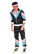 Mens 80s Costume Retro Neon Height Fashion Scouser Tracksuit 1980s Shell Suit