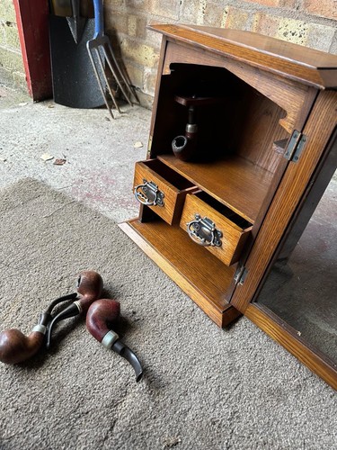 Antique wooden pipe cabinet - antique,