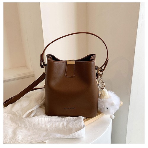 Women leather bucket bag - leather,
