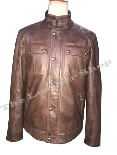 Mens brooklands biker - mens, brown