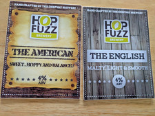 2 x Beer pump clip badges,, HOPFUZZ BREWERY (Hythe, Kent)