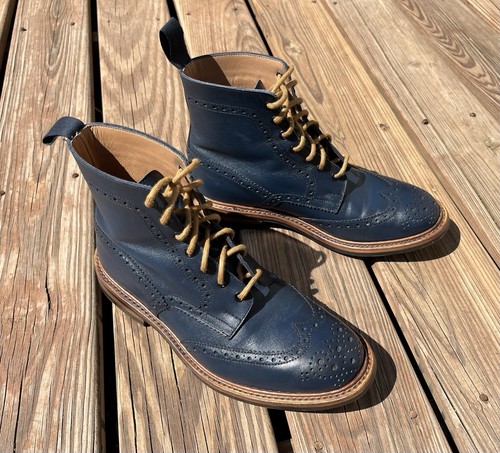 Tricker blue leather brogue - blue,