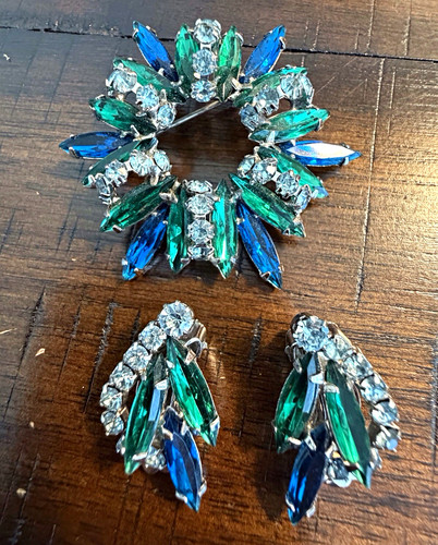 Vintage blue green - green, marquise