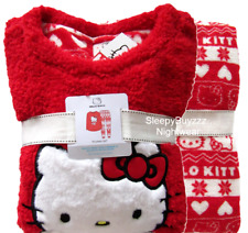 Ladies Teddy Fleece Pyjamas HELLO KITTY Women 6-20 Cosy Winter Nightwear Primark
