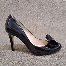 LK Bennett Court Shoes Black Bow 38.5 UK 5.5 Patent Leather 3.5" Stiletto Heel