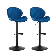 2Blue Swivel Bar Stools Velvet