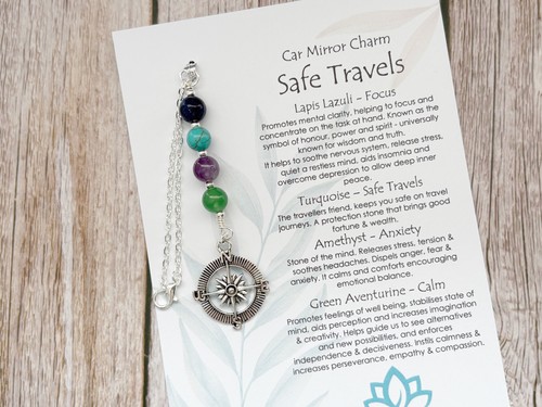 Safe travels car mirror - travels, charm