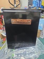 Thames G2 Post Box Top Opening No Lock Lid Galvanised Steel - Black