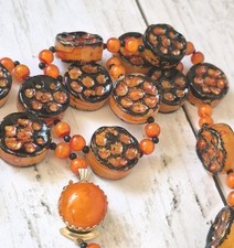 Vintage Early Plastic Boiled Sweets Oranges & Lemons Necklace Fancy Clasp 