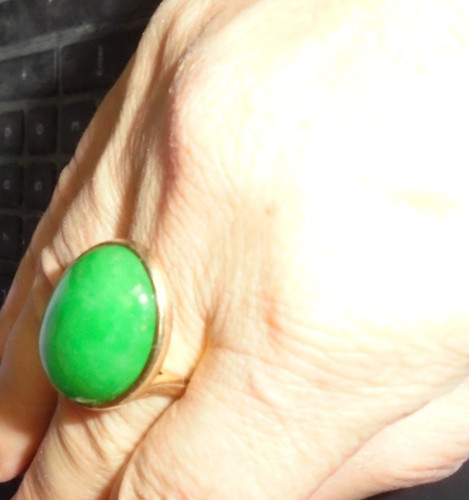 Sterling ring with oval green - sterling,