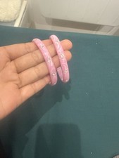 Plastic rope bangle set in pink white and black