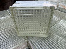 Used Crosshatch Glass Brick/Block 195x195x95mm Architectural Privacy Wall Square