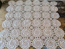Ivory lace Throw vintage Swirl Seat Back champagne tablecloth crochet throw Vgc