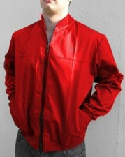 RED BOMBER JACKET - ZIP FRONT