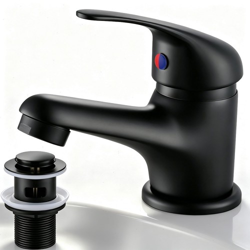 Black basin sink mixer - black,