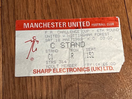 Ticket 1988 manchester - ticket, 1988/89