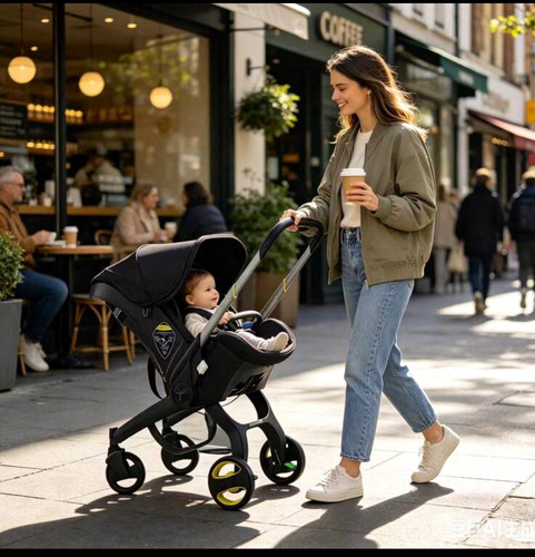 Black wheel single baby - black, 3-wheel