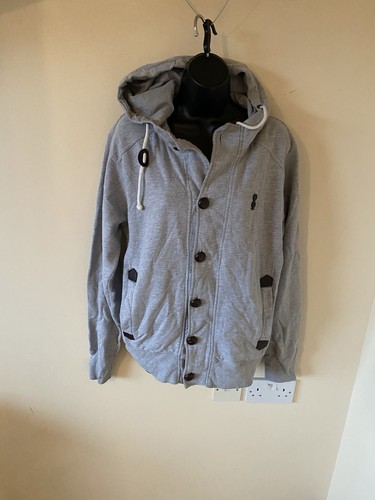 Grey button front hoodie size - button,