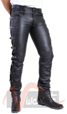 Mens Pure Leather Pants Black