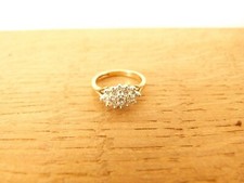 Ladies 9ct Yellow Gold and Diamond Cluster Ring - Size J 1/2