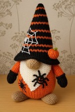 Knitting Knitted Pattern Only Halloween Pumpkin Gonk Gnome Decoration 33cm Tall