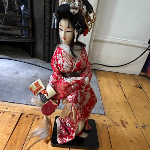 Japanese geisha doll red - japanese, in