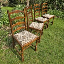 Set Of 4 Antique Reproduction Elm Dining Chairs. Cryer Craft. 