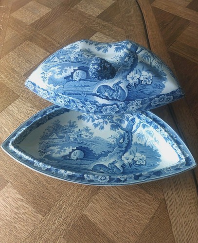 Antique pottery pearlware blue - pottery,