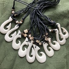 Joblot  X 10 Bone Maori style  Hook  Necklace , Hand carved, (FB 111)