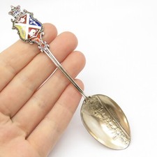 925 Sterling Silver Antique Enamel "Montreal" Coat of Arms Tea Spoon